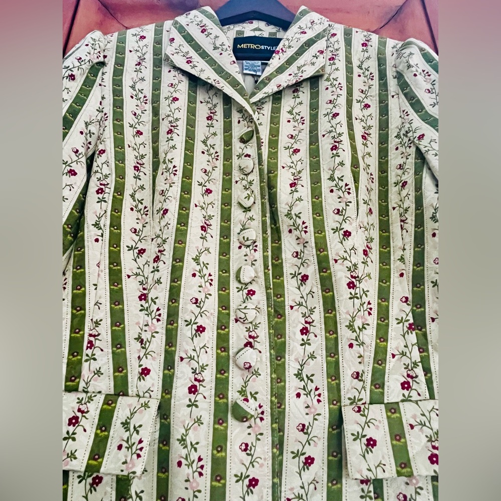 90s Vintage Cotton Blend Floral Tapestry Blazer